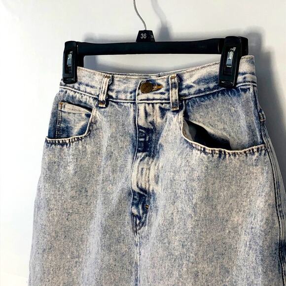 Palmetto's Vintage 1980s Acid Wash High Rise Denim Mini Skirt size 9 - Picture 9 of 13